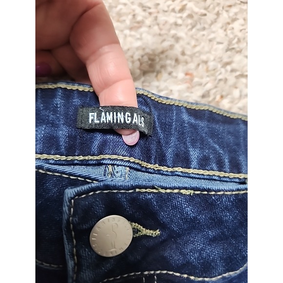 Flamingals Womens Cargo Jogger Jeans Mid Rise Multi Pocket Denim XXL New - Picture 3 of 14